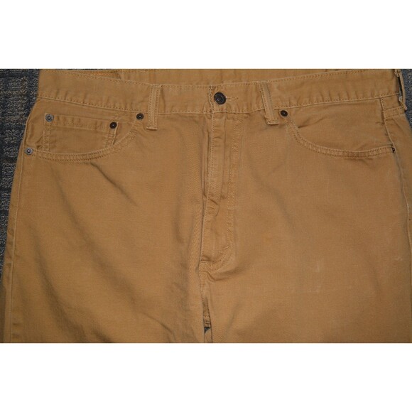 Levi's 505 Men’s Jeans Khaki Straight Leg Pants W38 L33 Classic Fit - Picture 2 of 3